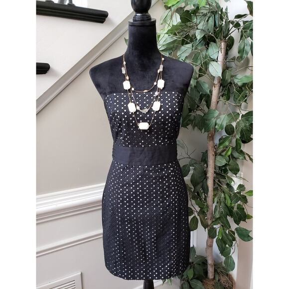 Catherine Malandrino Fit & Flare Dress Women's 8 Black Off The Shoulder Back Zip - Picture 1 of 10